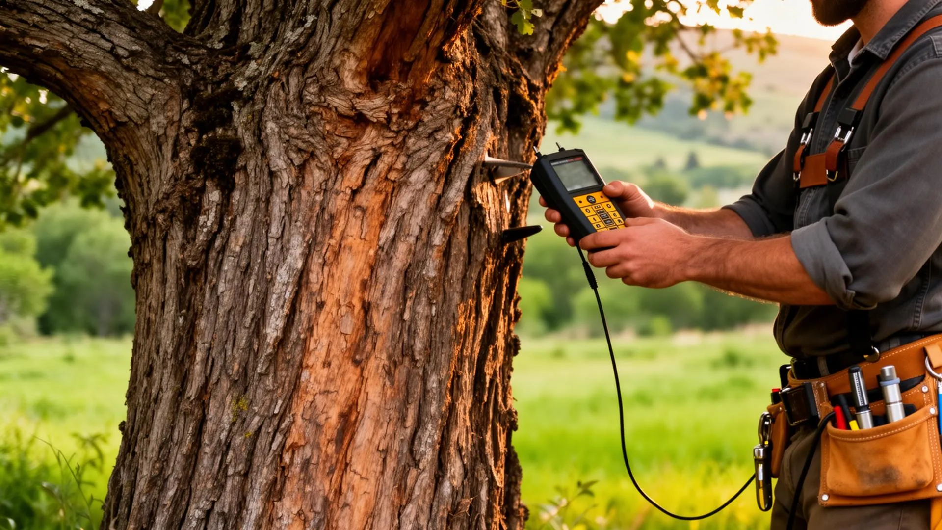ISA certified arborist inspecting a tree in Denver Colorado